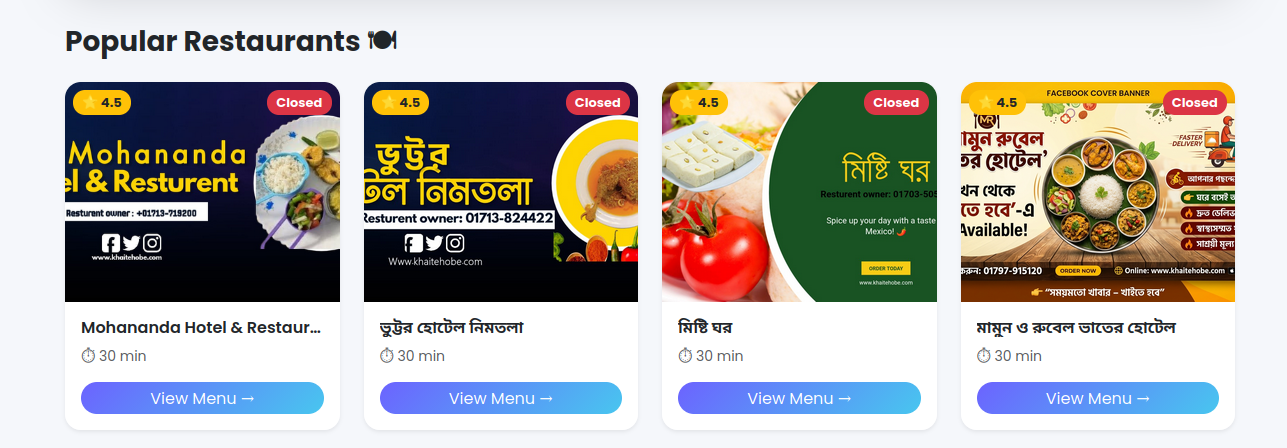 Restaurant listing system with category-based filtering and responsive UI