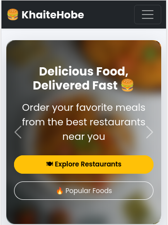 Fully responsive mobile-first design optimized for food ordering on smartphones